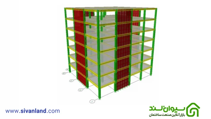 مدل 7 طبقه ساخته شده توسط Etabs