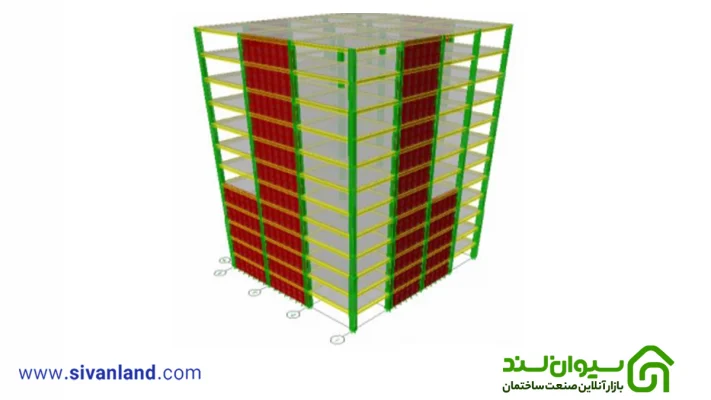 مدل ساختمان 12 طبقه ساخته شده توسط Etabs