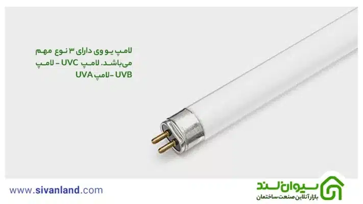 لامپ یو وی دارای 3 نوع  مهم می‌باشد. لامپ  UVC - لامپ UVB -لامپ UVA