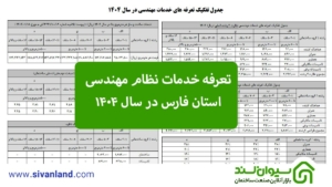 اعلام تعرفه خدمات مهندسی ساختمان استان فارس در سال 1404