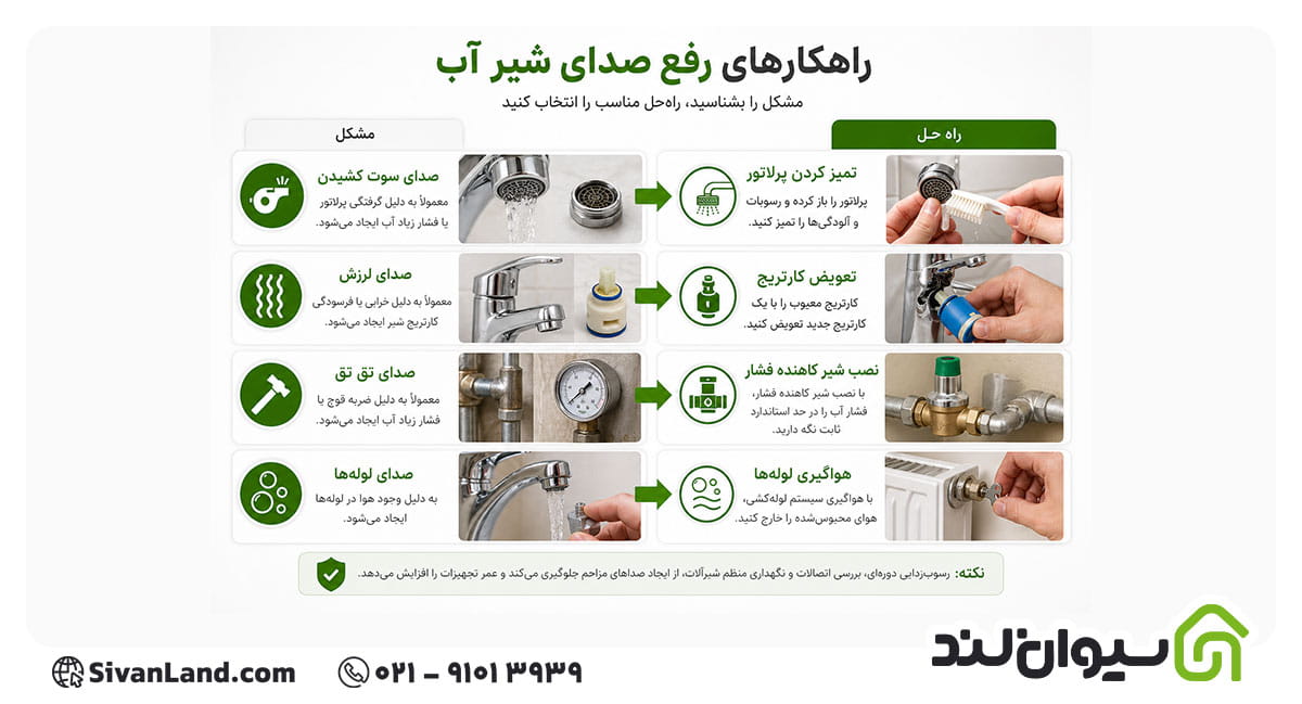 روشهای رفع صدای شیر آب