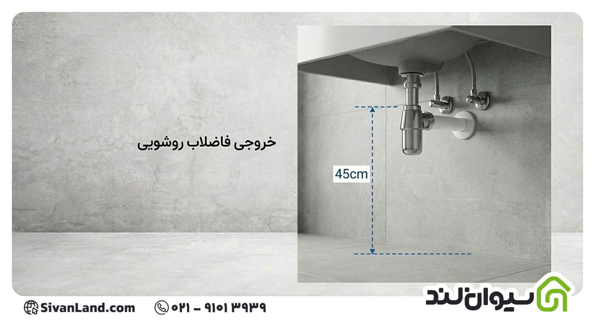 ارتفاع خروجی فاضلاب روشویی