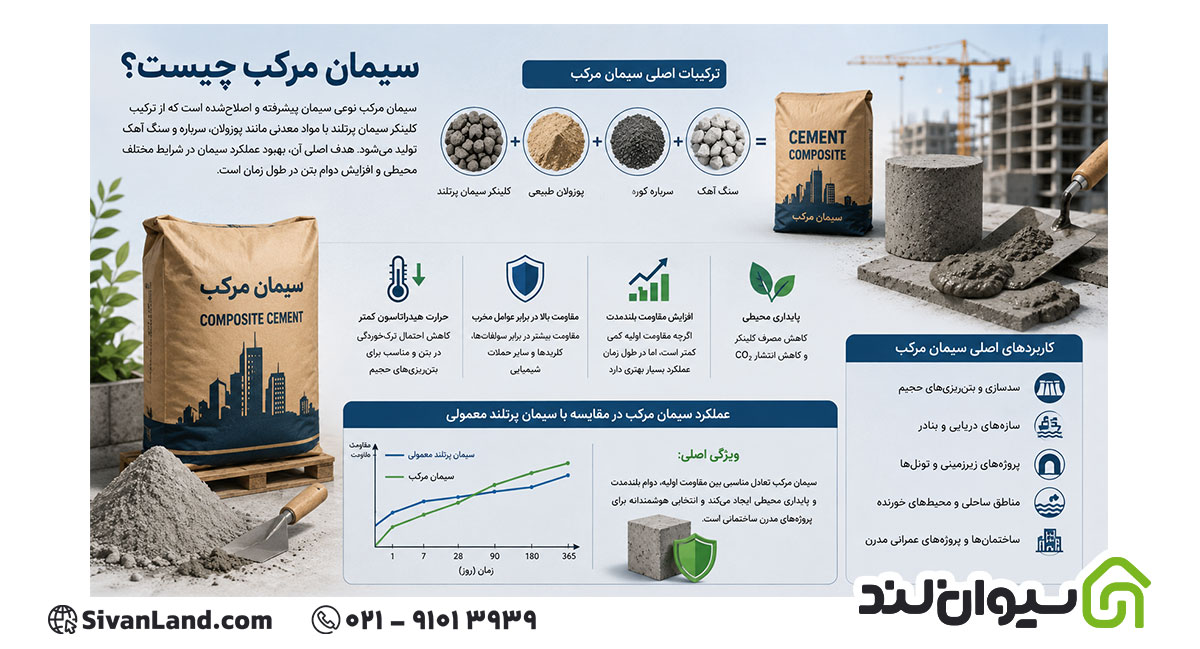 سیمان مرکب چیست؟ انواع، ویژگیها و کاربردها 2 2 سیمان مرکب چیست