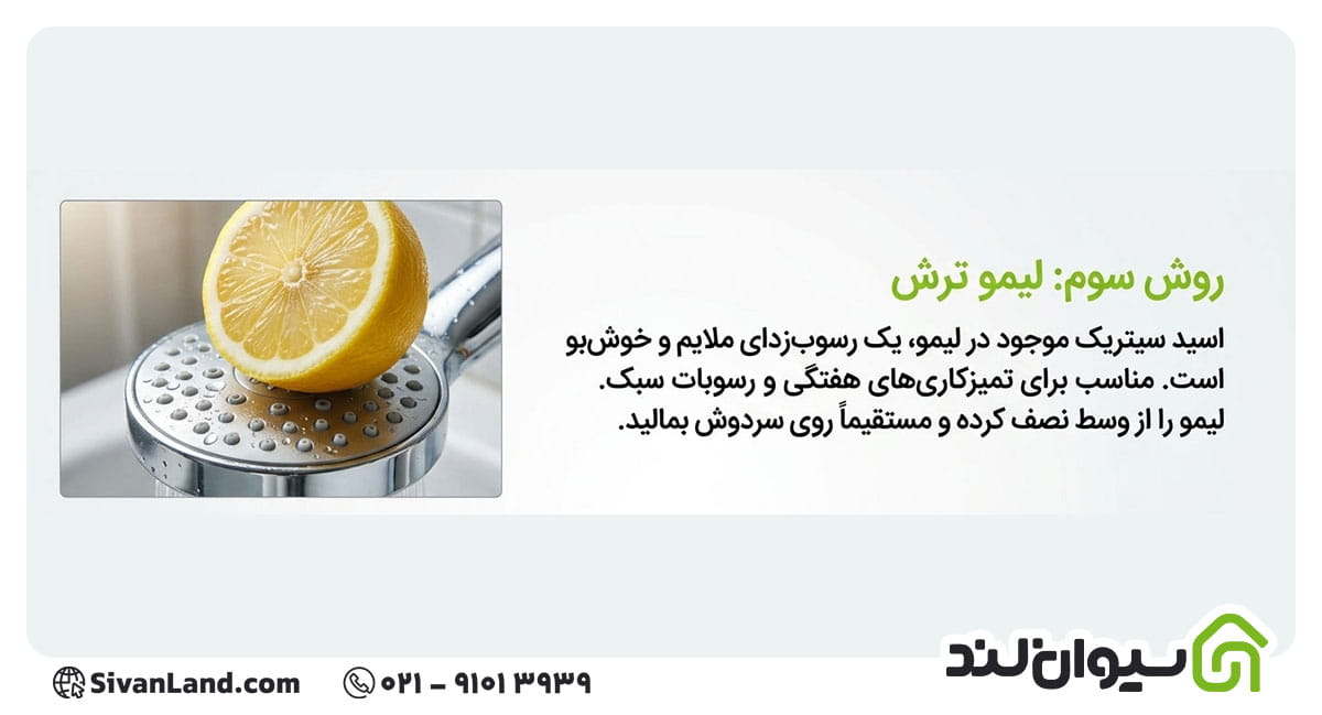 رسوب زدایی سردوش حمام با لیمو ترش