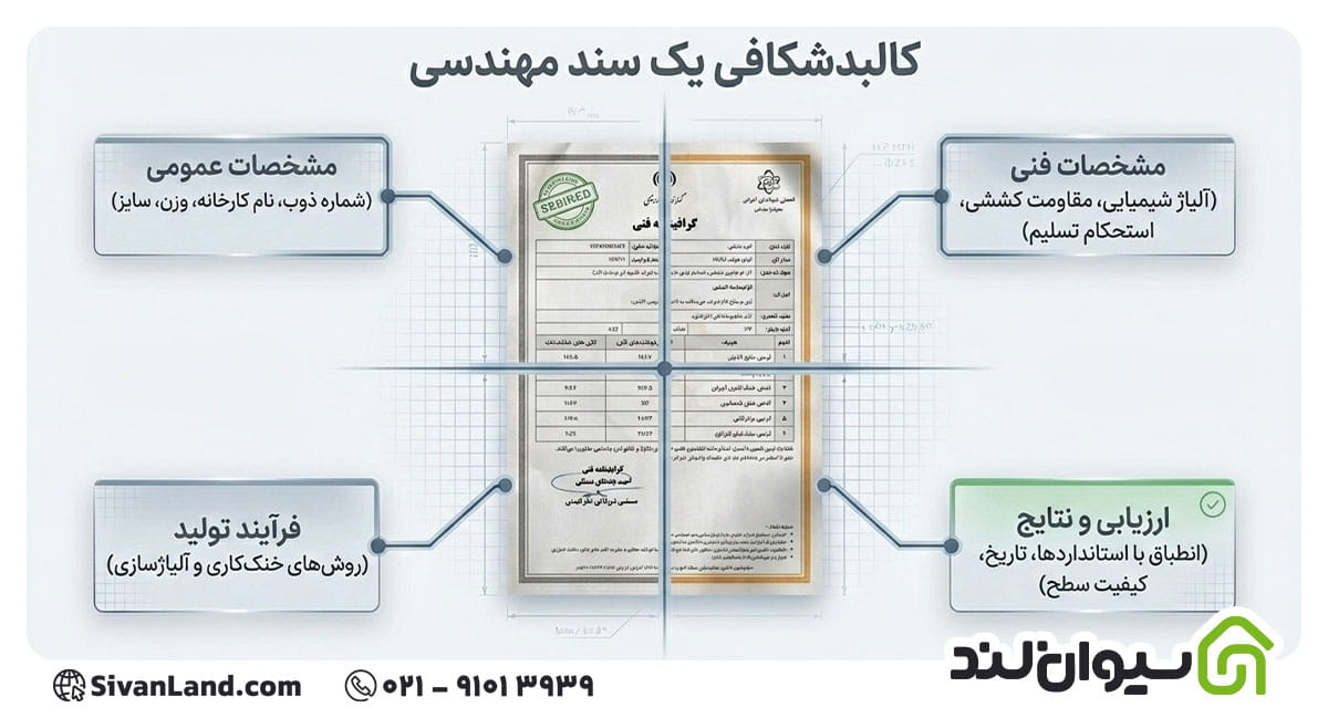 چه مشخصاتی در گواهی فنی میلگرد ثبت میشود؟