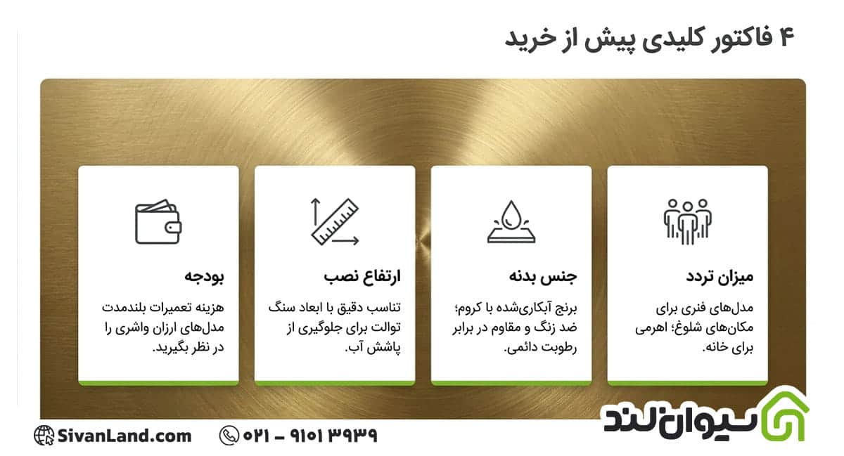 معرفی انواع شیرآلات سرویس بهداشتی+ بررسی هر مدل 4 4 چطور شیرآلات مناسب سرویس بهداشتی را انتخاب کنیم؟