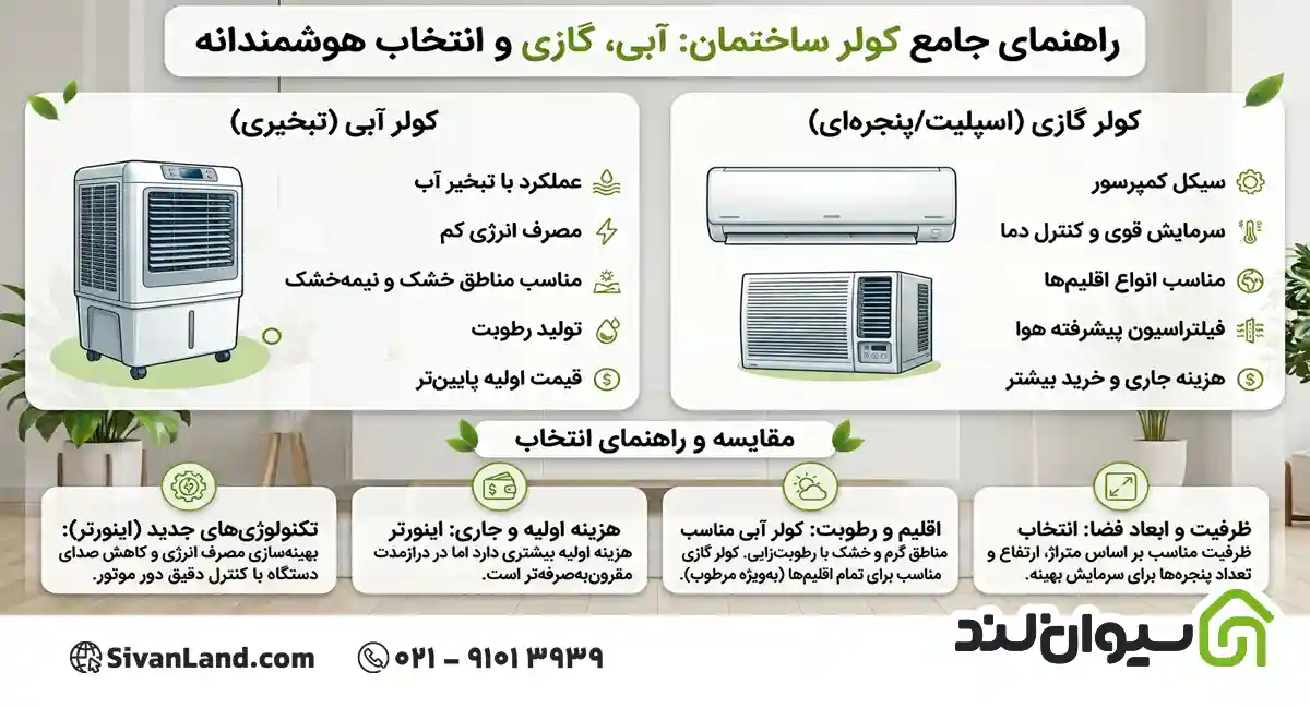 کولر ساختمان؛ انواع کولر آبی و گازی، قیمت، خرید و راهنمای انتخاب 6 6 انواع کولر آبی و گازی