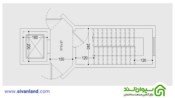 پلان راه پله و آسانسور